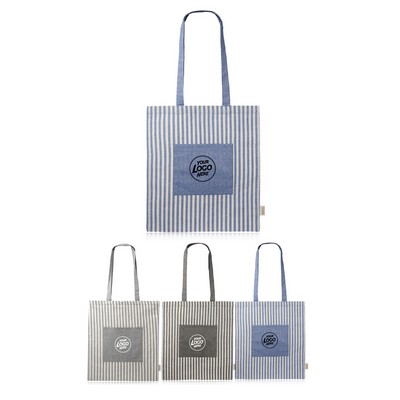 Recycled Striped Cotton Tote Bag