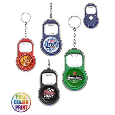 Union Printed - Bottle Opener With LED Flashlight Keychain Full Color Dome