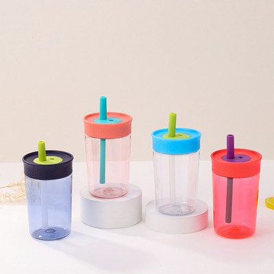 15Oz Plastic Water Bottle With Straw