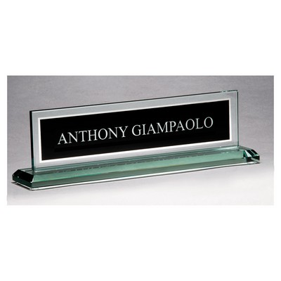 Glass Name Plate with Mirror Border