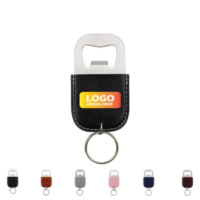 Leather Beer Bottle Opener Keychain