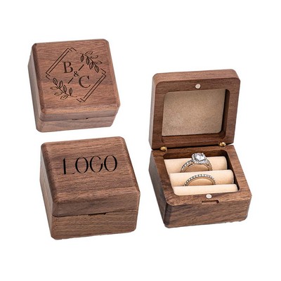 Wooden Double Rings Box
