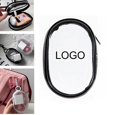 Mini Multi Function Portable Clear PVC Zipper Pouch Cable Organizer Bag w/Keychain