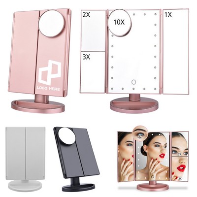 Tri-Fold Lighted Make Up Mirror