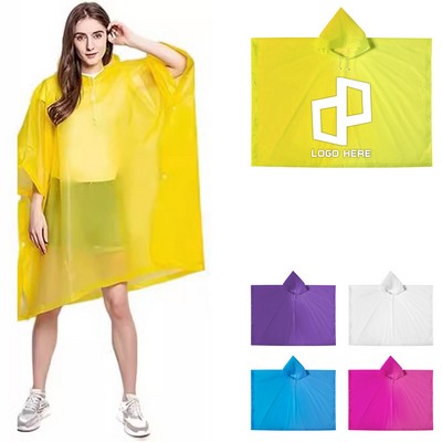 Adults Rain Poncho W/ Drawstring Hood