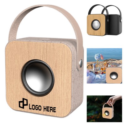 Portable Wooden Bluetooth Speaker W/ Handle