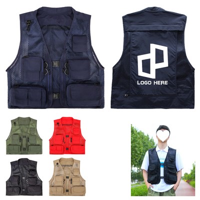 Unisex Multi-Pocket Mesh Fishing Vest