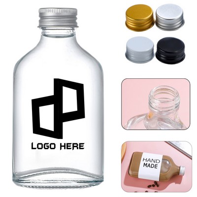 Clear Glass Beverage Bottle W/ Aluminum Lid