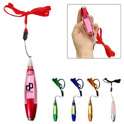 3-In-1 Ballpoint Pen W/ Flashlight And Lanyards