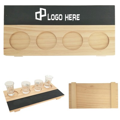 Wooden Wine Tray Flight Boards W/ 4 Grooves