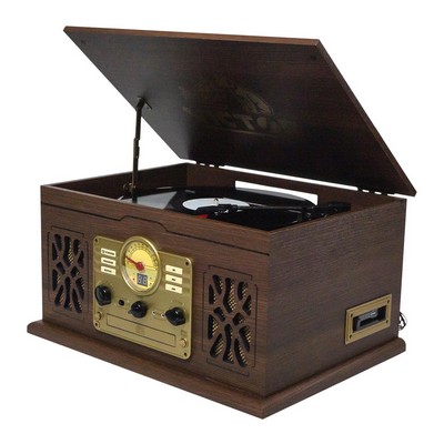 Naxa-Emerson-Victor State 7-In-1 Wood Music Center - Espresso