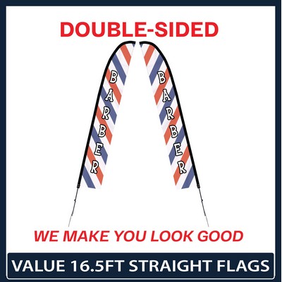 Value 16.5' Straight Flag - Double Sided w/Spike Base and Carry Bag