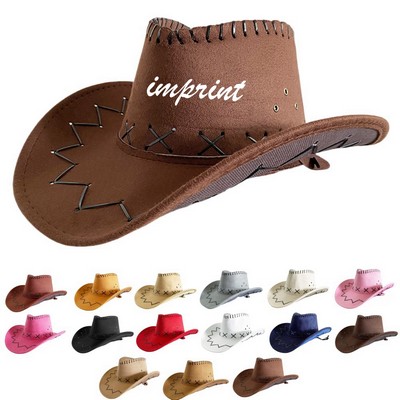 Unisex Faux Suede Leather West Cowboy Hat