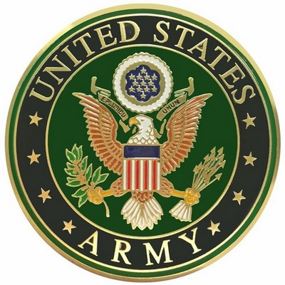 2" Etched Enameled Brass U.S/ Army Shield Emblem Medallion Insert