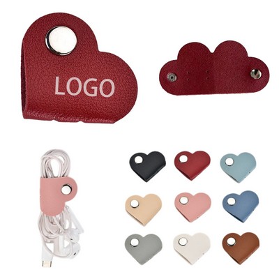 Heart Shaped Pu Cable Organizer Wrap