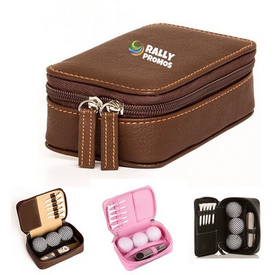 Mini Leather Golf Ball Case Pouch Organizer