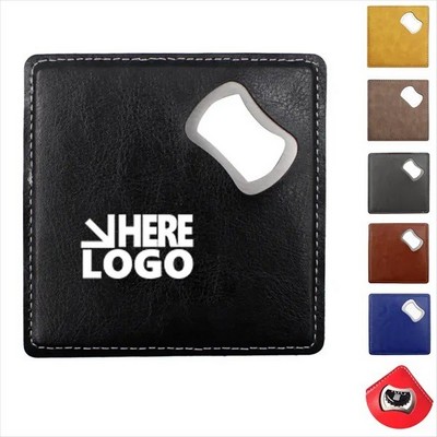 Dual-Purpose Coaster Bottle Opener, 3.8" Square
