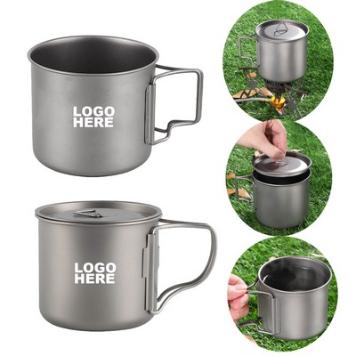 Lightweight Camping Pot Titanium Cup Titanium Backpacking Pot with Portable Foldable Handles