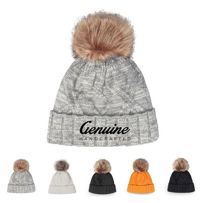 Faux Fur Pompom Knit Beanie