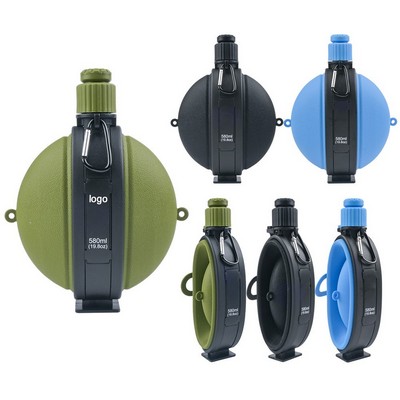 Collapsible Camping Compass Water Bottle - Portable Silicone Travel Flask