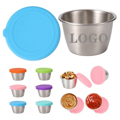 2.4Oz Condiment Containers With Leakproof Silicone Lids