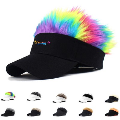 Fake Hairs Visor Hat