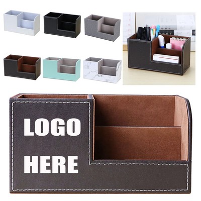 Large-Capacity Leather Desktop Pen Holder