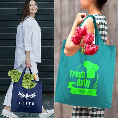 Large Size Custom Printed Foldable Tote Bag (16" x 24" with 7" Handle)