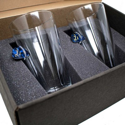 Guitar Pick Embedded Pint Glass Gift Set