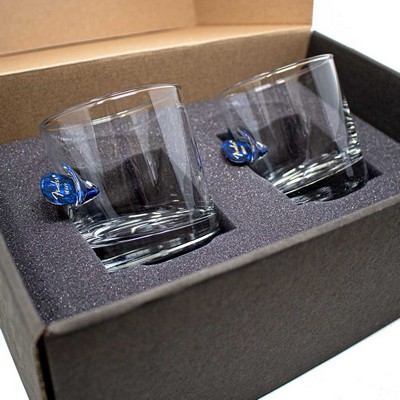 Guitar Pick Embedded Rocks Glass Gift Set