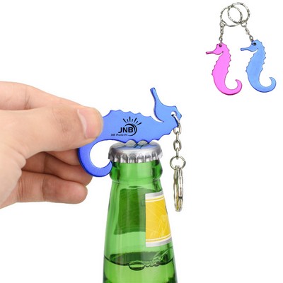 Sea Horse Shaped Aluminum Bottle Opener w/Keychain