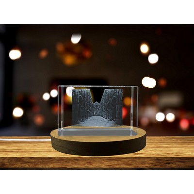 San Galgano Abbey 3D Engraved Crystal Art Trophy Award w/LED Base