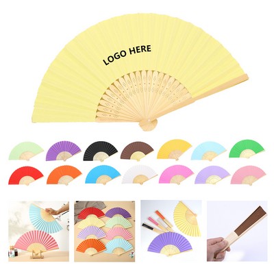 Vibrant Printed Folding Fan with Bamboo Frame