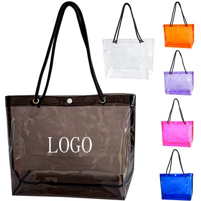 Water Resistant Pvc Transparent Tote Garment Shopping Bag