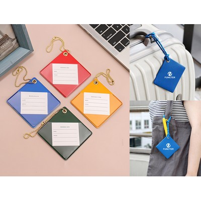 Square Shape PU Leather Luggage Tag Personalizable Travel ID Tag