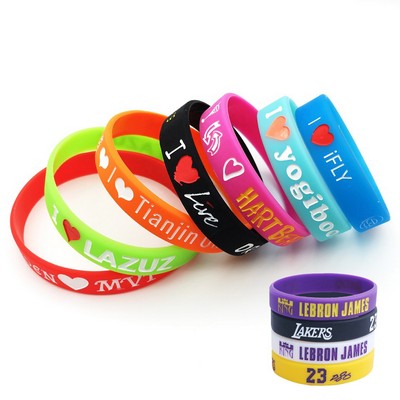 Debossed Colour Filled Silicone Sports Wristband