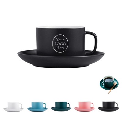 6.5 Oz. Espresso Coffee Cups W/ Saucer Set