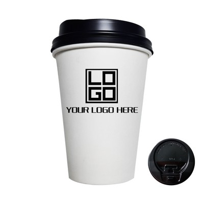 White Coffee Paper Hot/Cold Cup With Lid - 12 oz