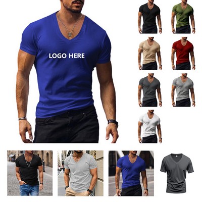 Men's Stylish V-Neck Athletic T-Shirt for Casual & Gym Wear