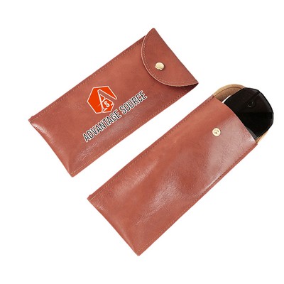Leather Eyeglasses Pouch with Snap Flap Closure