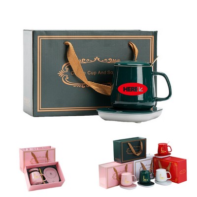 Ceramic & Tempered Glass Coffee Warmer Set