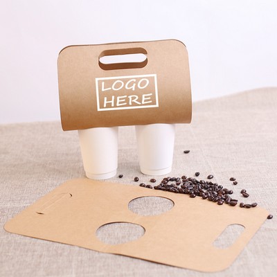 Customized Kraft Paper 2 Coffee Cups Holder