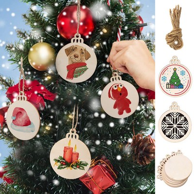 10 Pcs Round Wooden Easter Holiday Ornaments