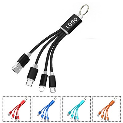 Keychain Nylon Braided One-to-Three Data Cable