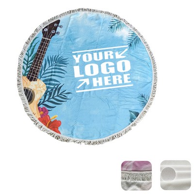Dye Sublimated Micro Fiber Round Shape Beach Towel