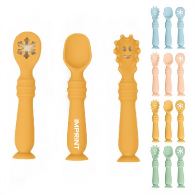 Children Silicone Training Spoon Set