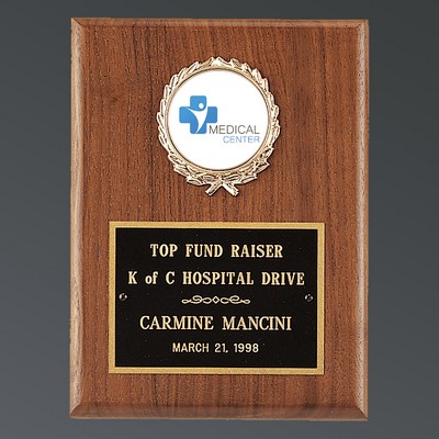 American Walnut Plaque with Black Brass Plate and 2" Insert, Medium (6"x8")