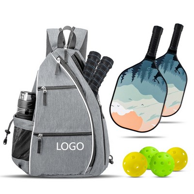 Pickleball Sling Bag Crossbody Backpack with Water Bottle Holder & Fence Hook