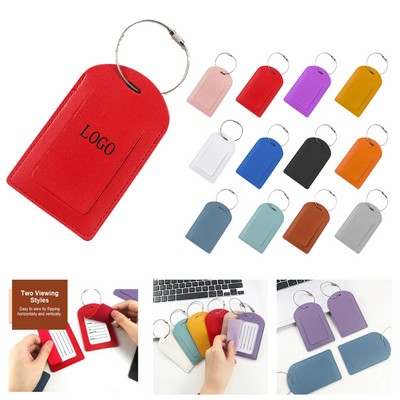 PU Leather Luggage Tag w/ Metal Ring