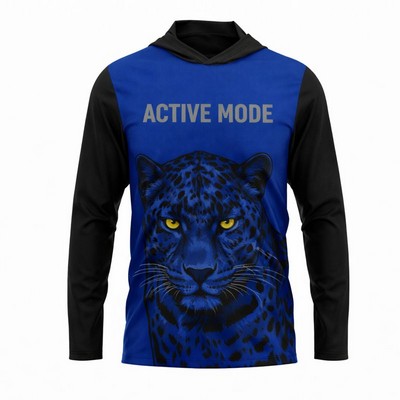 Long Sleeve Sublimated Upf Mesh Hooded T Shirt